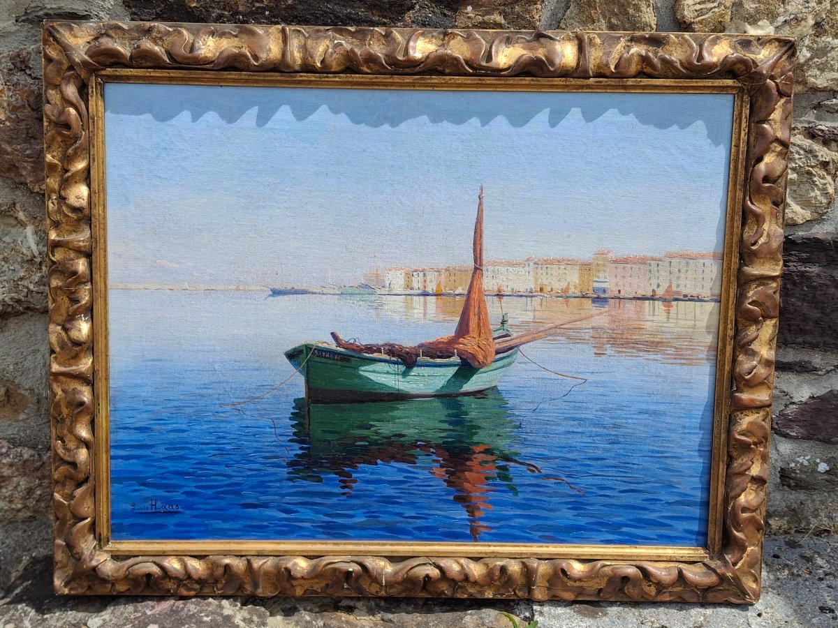 Oil On Canvas: Port Of Saint-tropez By Louis Haas (1870–1923)