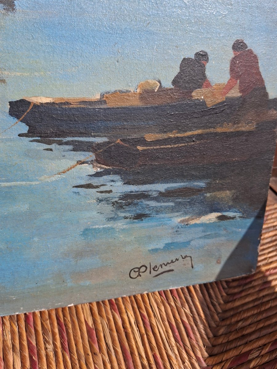 Oil On Canvas Depicting A Breton Harbor Scene; Signature To Be Identified -photo-3