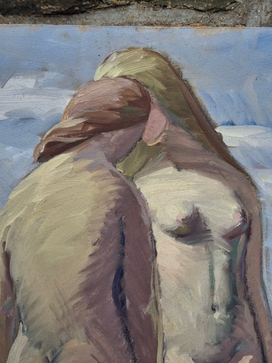 Louis Martin De Verfeuil (1915–1993), Oil On Hardboard, Standing Nudes -photo-2