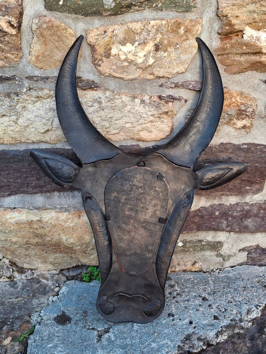 Miroir en métal tête de vache ou taureau -photo-3