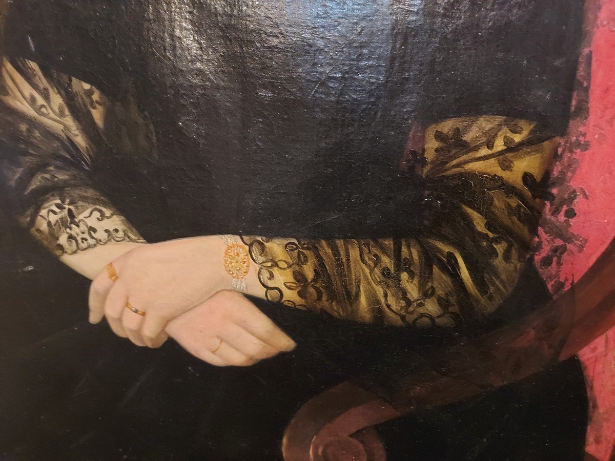 Grand Portrait De Femme d'époque Restauration -photo-3