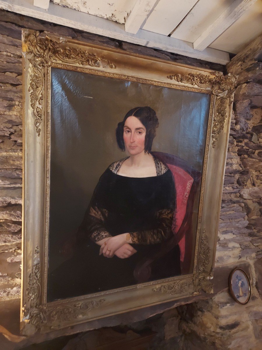 Grand Portrait De Femme d'époque Restauration -photo-4