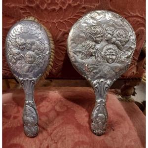 Hand Face And Brush In English Silver Victorian Period