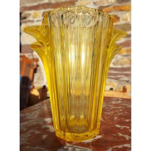 Vase Art Déco Verlys Jaune 