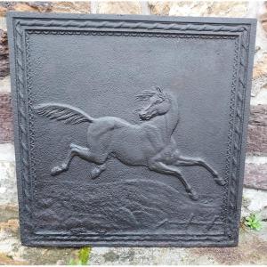 Plaque De Cheminée Cheval Ancienne Corneau Freres Charleville 