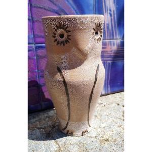 Zoomorphic Vase In Glazed Ceramic Owl Vase