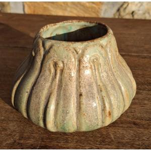 Alexandre Bigot (1862-1927) Art Nouveau Bulbous Vase With Vegetal Decoration