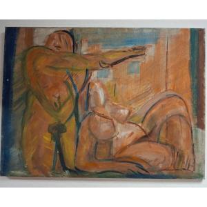 Tableau Jacques deshaies (1941-2005) Nus huile sur toile 