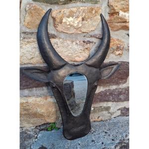 Miroir en métal tête de vache ou taureau