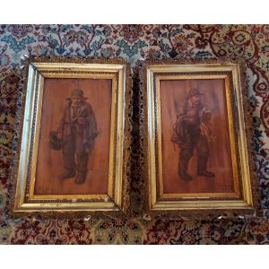Pair Of Timothée Hacquard Paintings Signed And Dated 1907