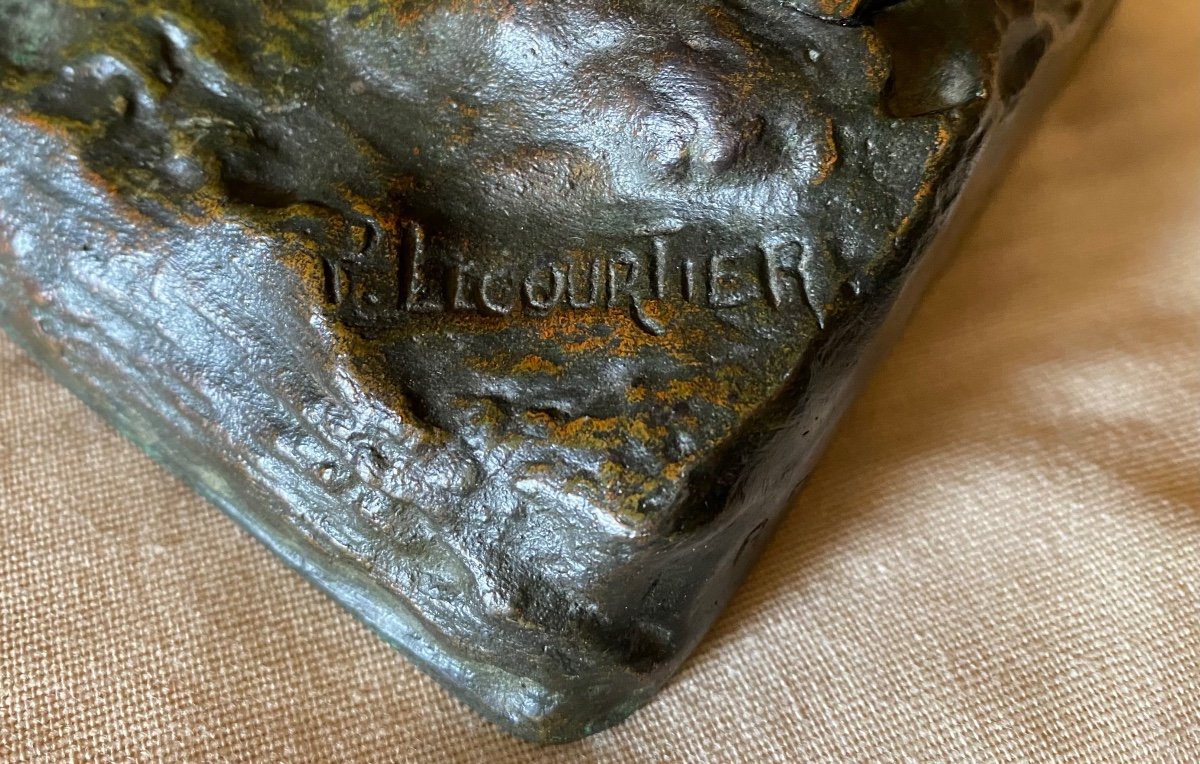 Bronze Lecourtier 2 Chiens De Chasse-photo-4