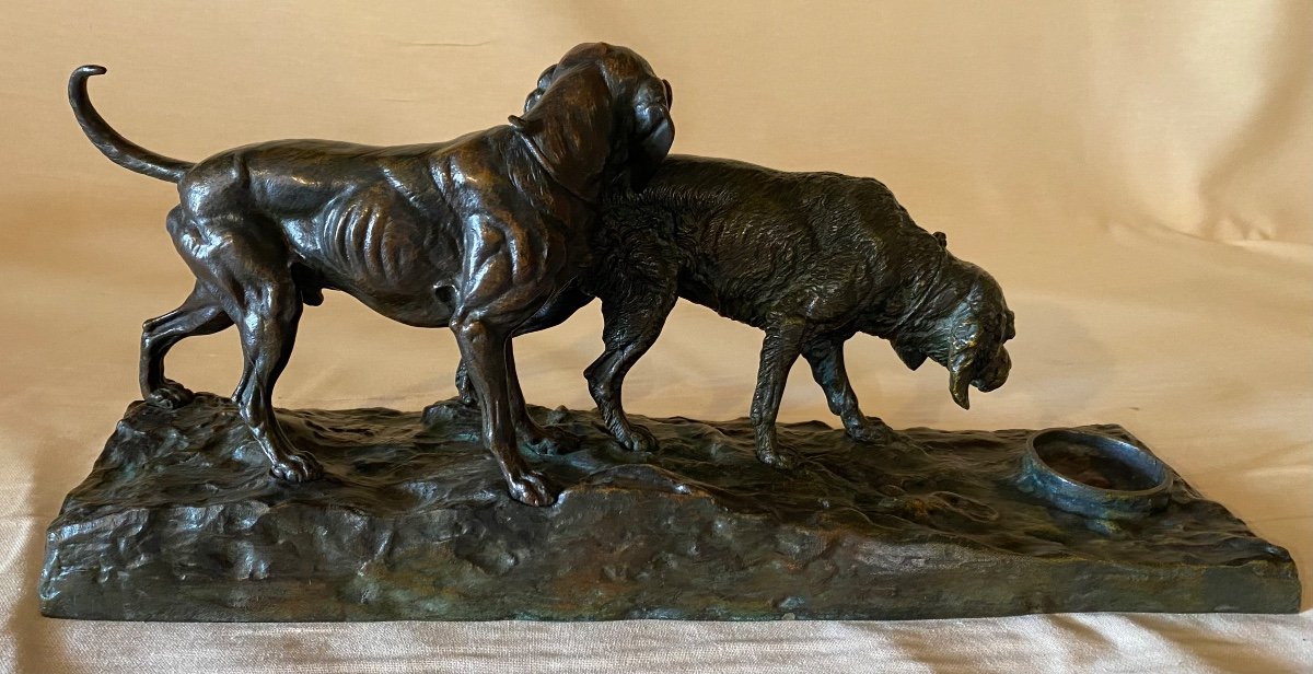 Bronze Lecourtier 2 Hunting Dogs-photo-2