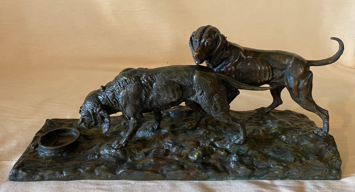 Bronze Lecourtier 2 Hunting Dogs