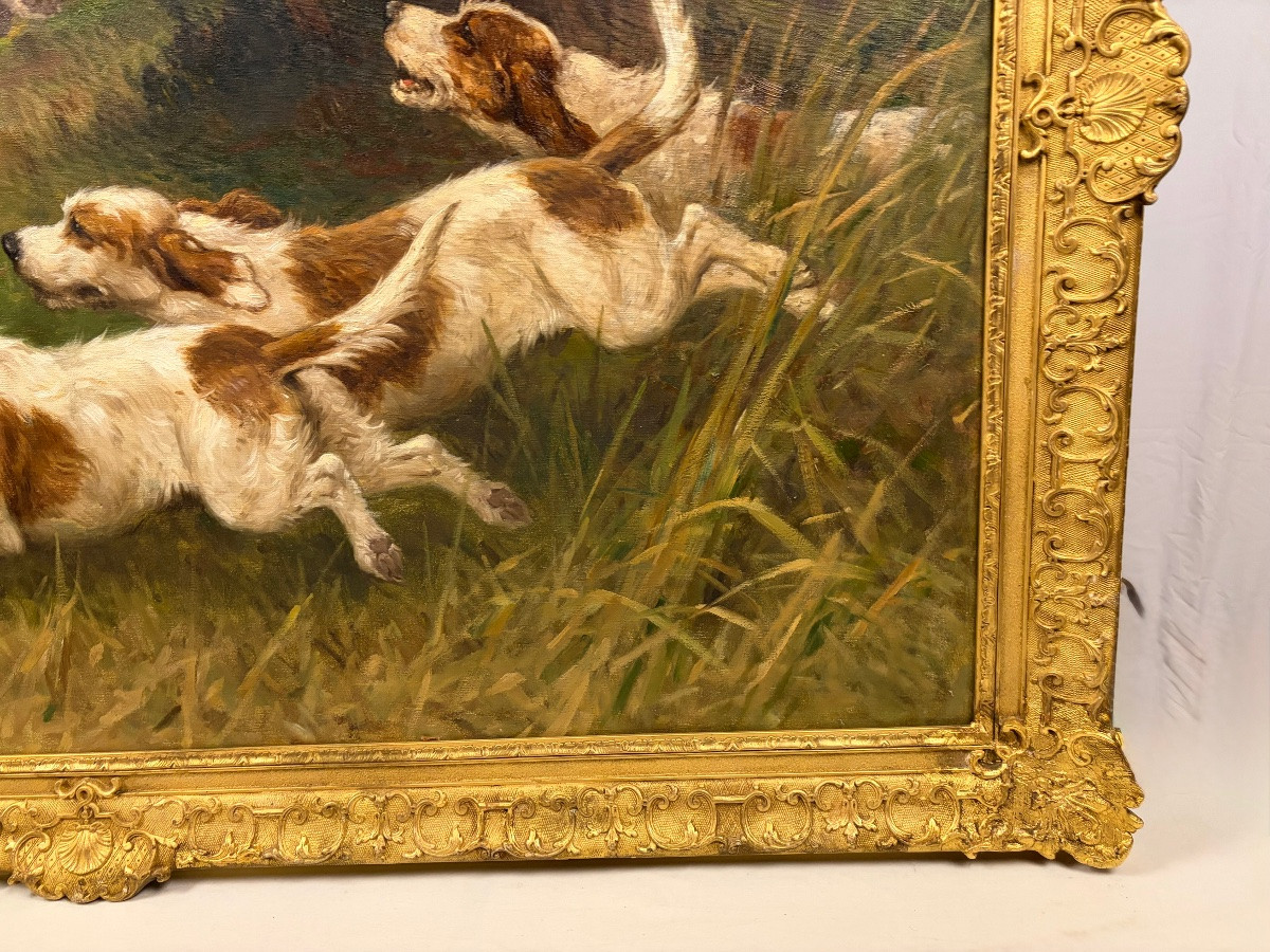 Rotig Hunting Scene: 4 Griffon Vendéen Dogs And Roe Deer -photo-4
