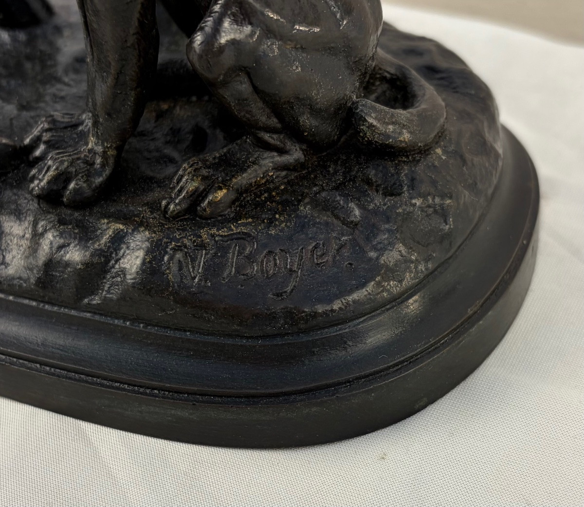 Bronze Lenordez Horse Dog Hunting Trophy -photo-2