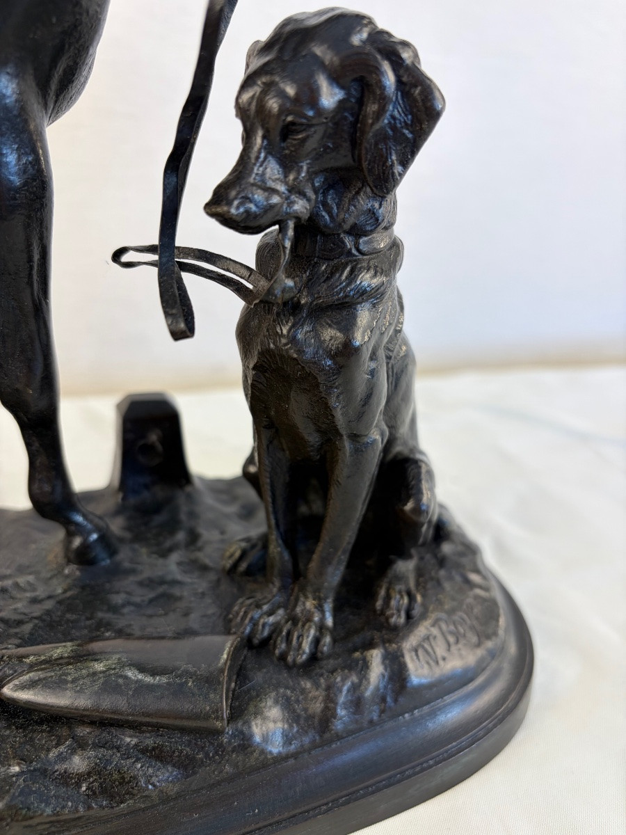 Bronze Lenordez Horse Dog Hunting Trophy -photo-5
