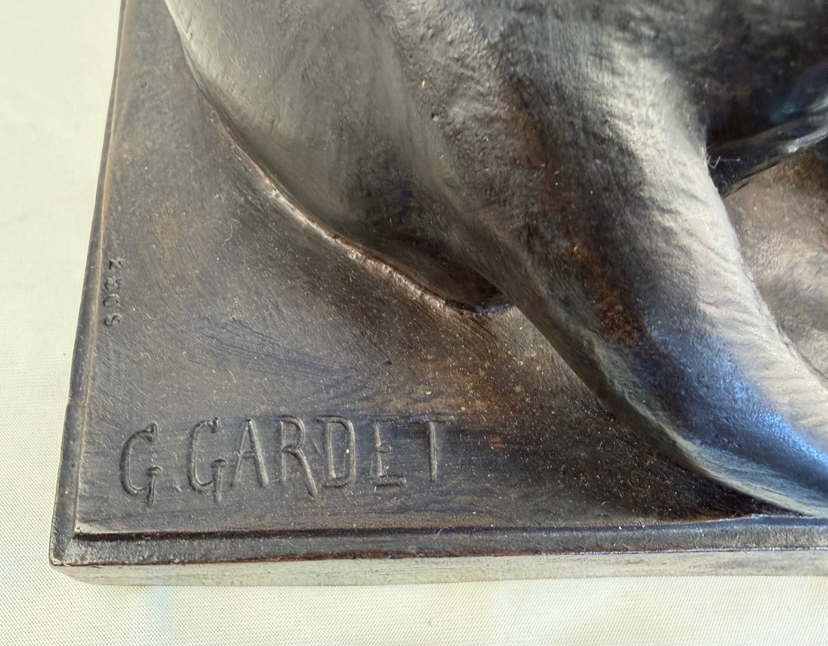 Bronze Gardet Paire Dogue Allemand Siot-photo-4