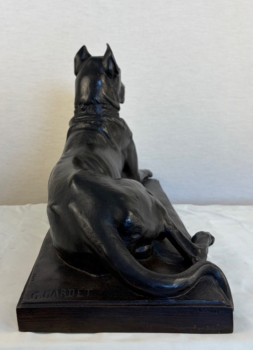 Bronze Gardet Paire Dogue Allemand Siot-photo-1