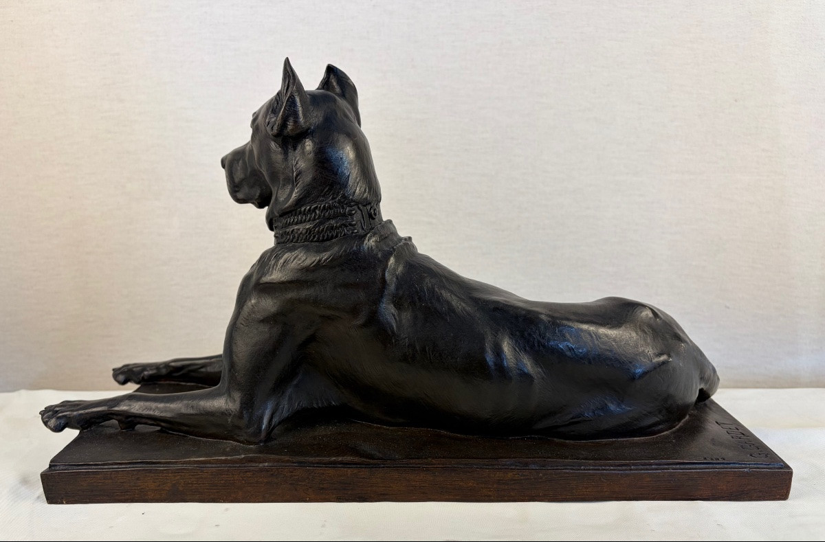Bronze Gardet Paire Dogue Allemand Siot-photo-2