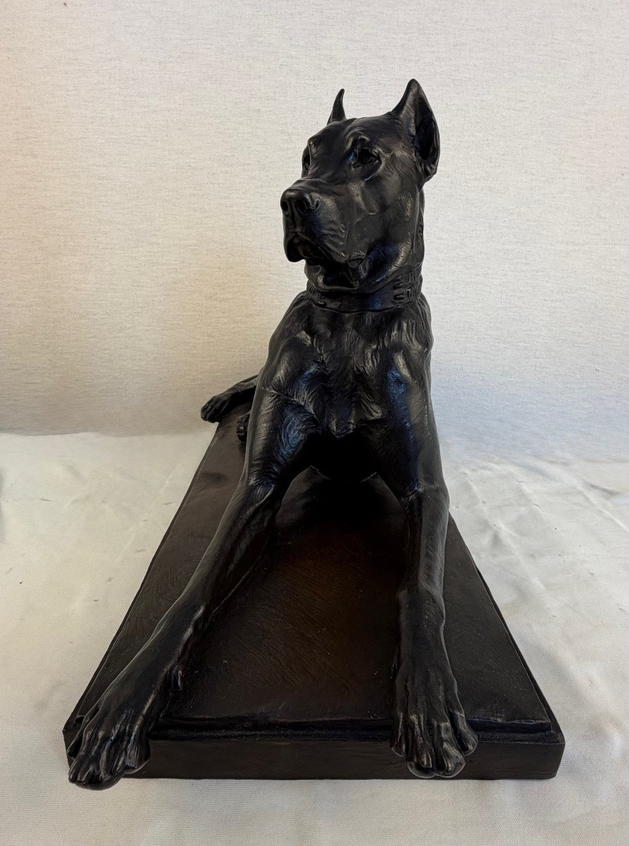 Bronze Gardet Paire Dogue Allemand Siot-photo-3