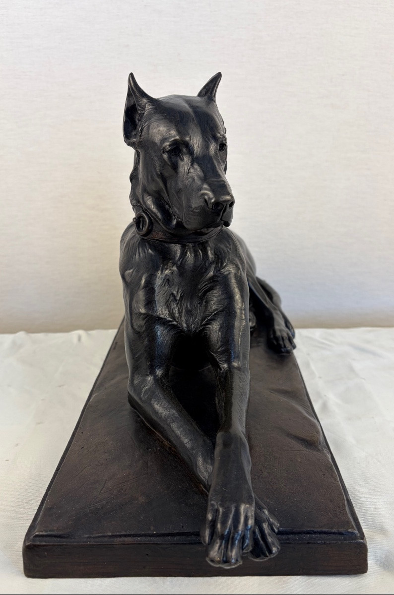 Bronze Gardet Paire Dogue Allemand Siot-photo-7