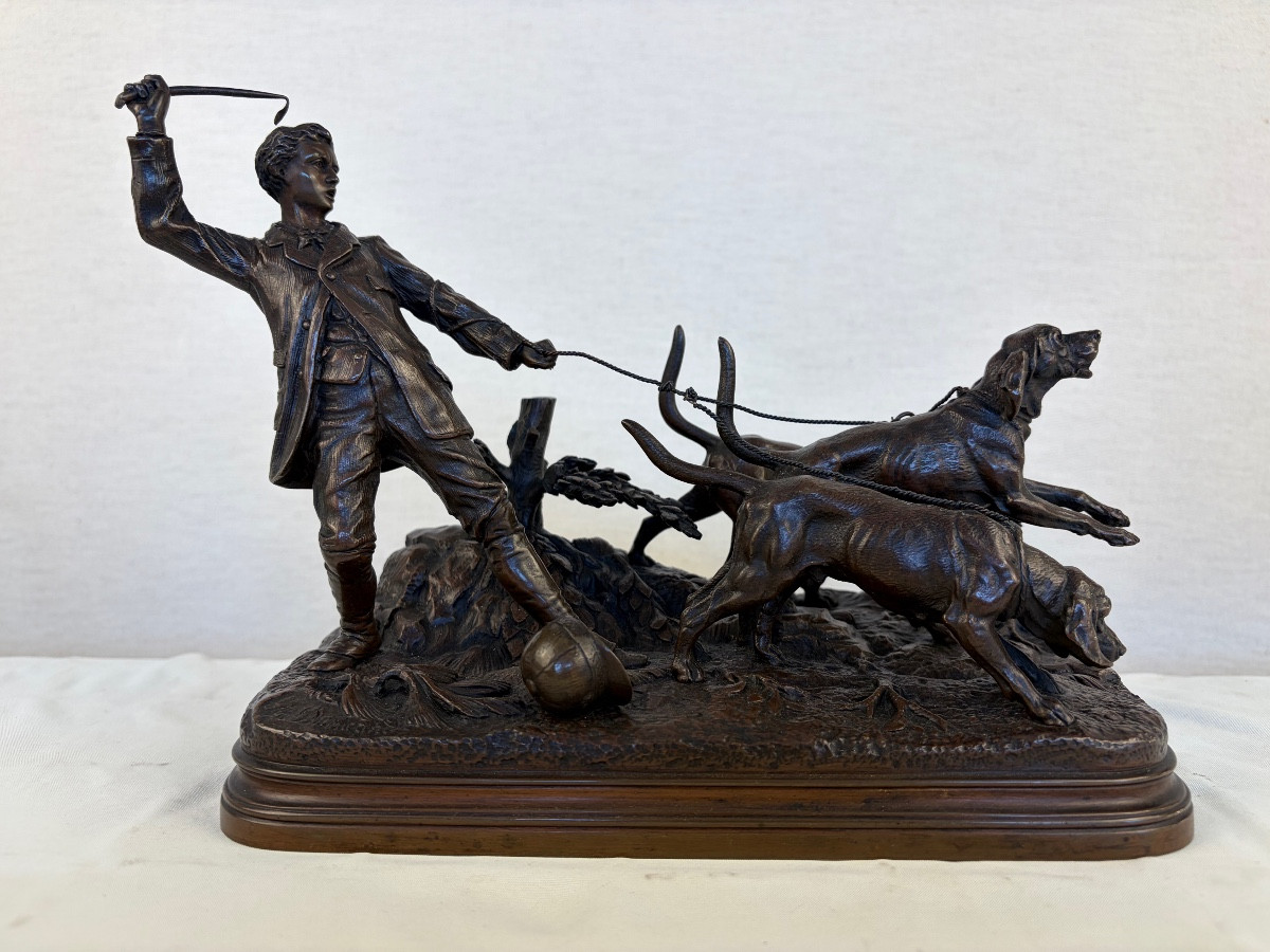Bronze Dubucand Piqueur et ses Chiens