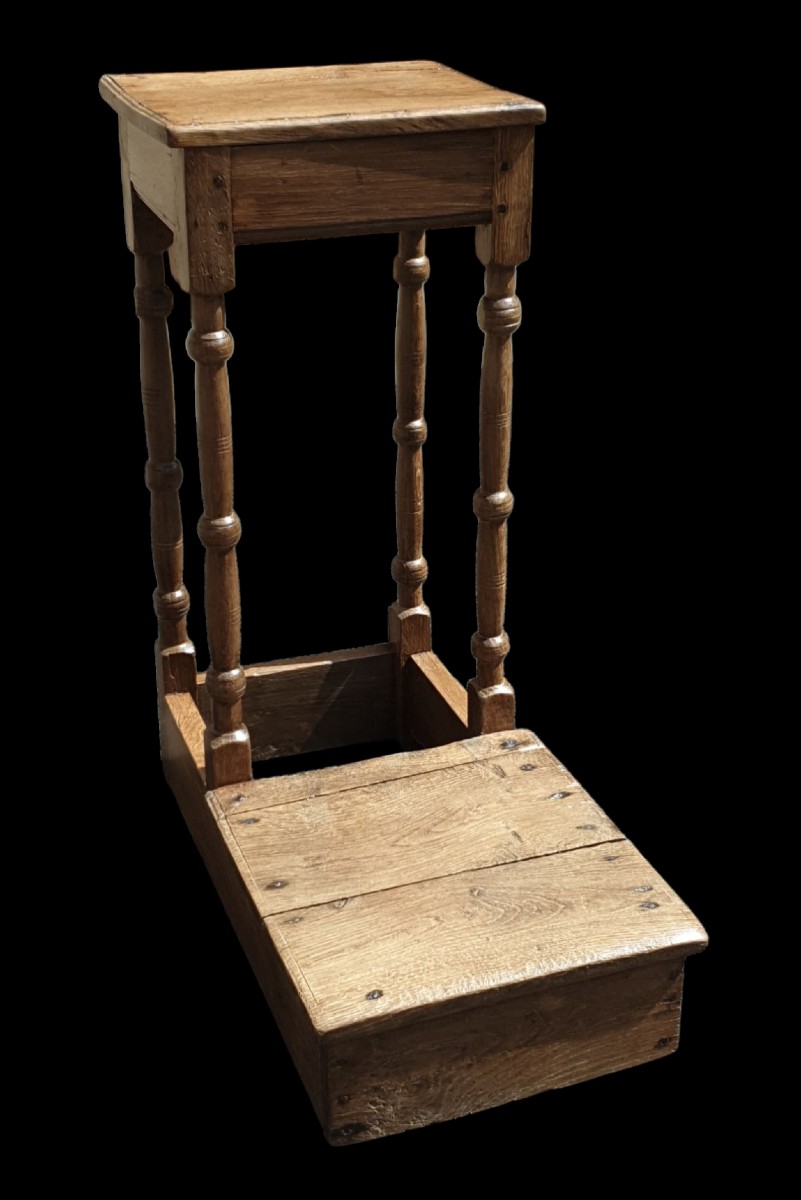 Tabouret de chantre avec repose pieds XVIIIe siècle -photo-2
