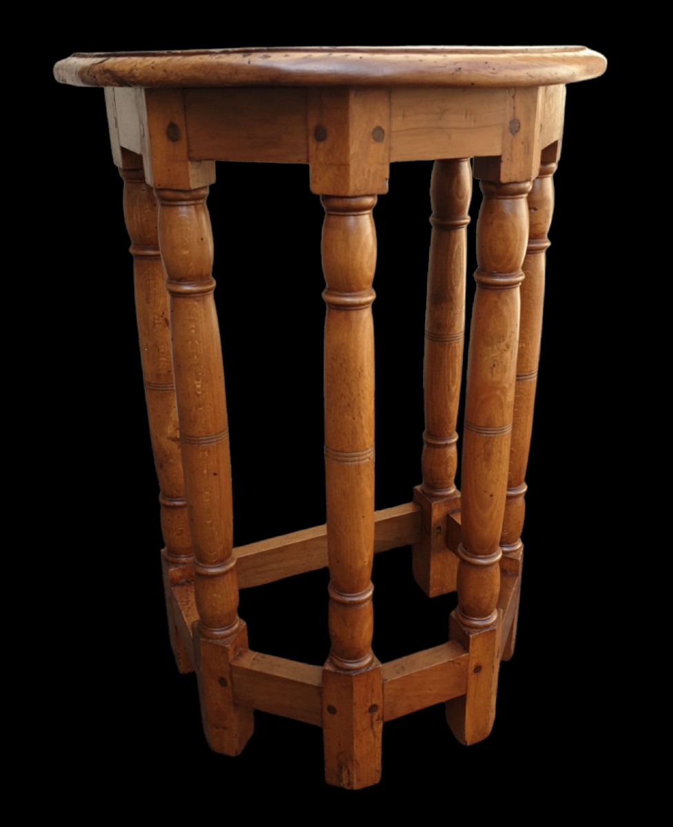Tabouret de chantre six colonnes XVIIe siècle -photo-2