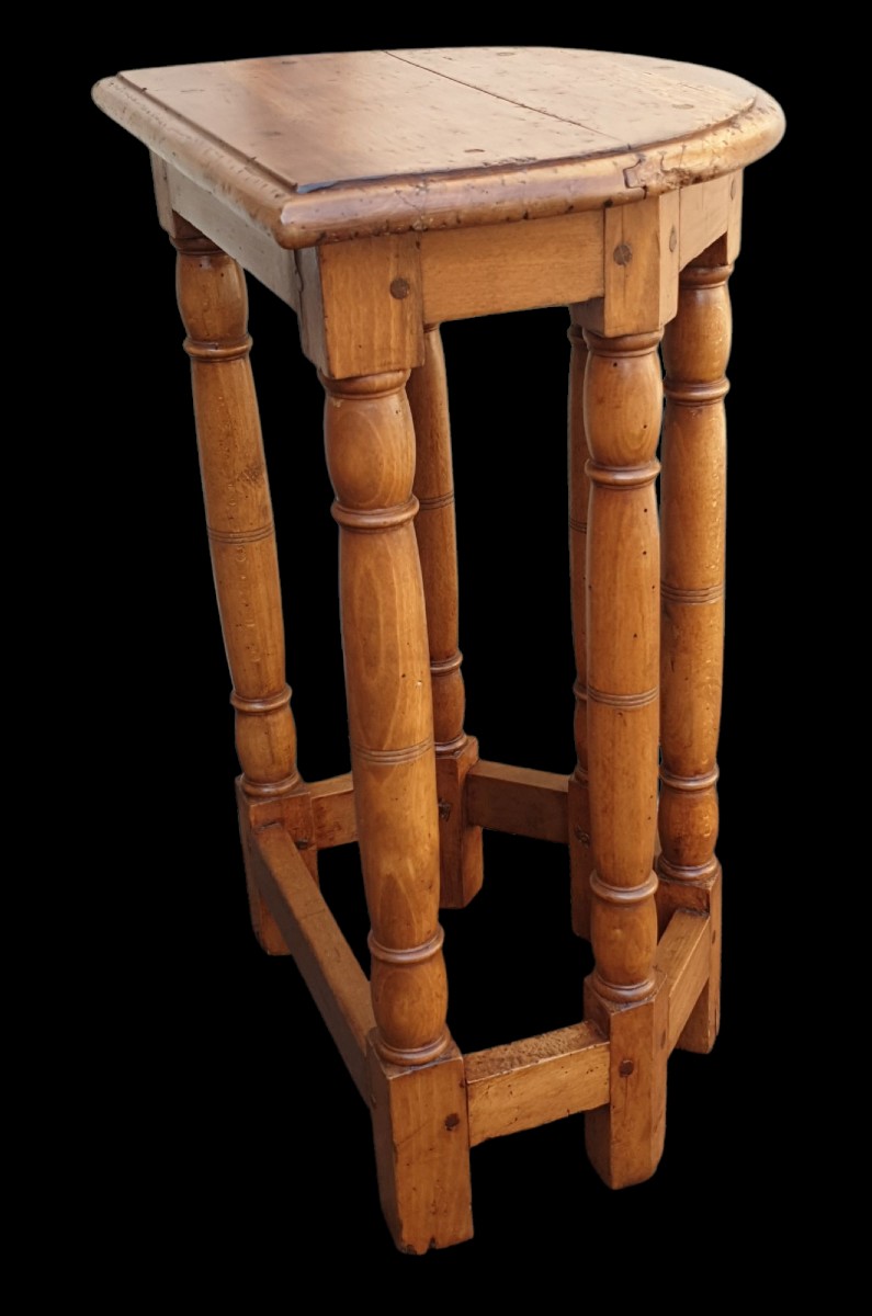 Tabouret de chantre six colonnes XVIIe siècle -photo-3