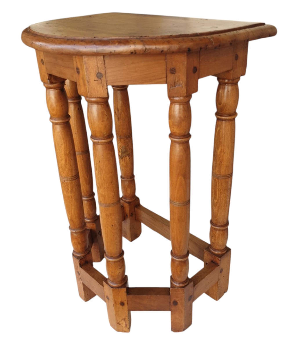 Tabouret de chantre six colonnes XVIIe siècle -photo-5