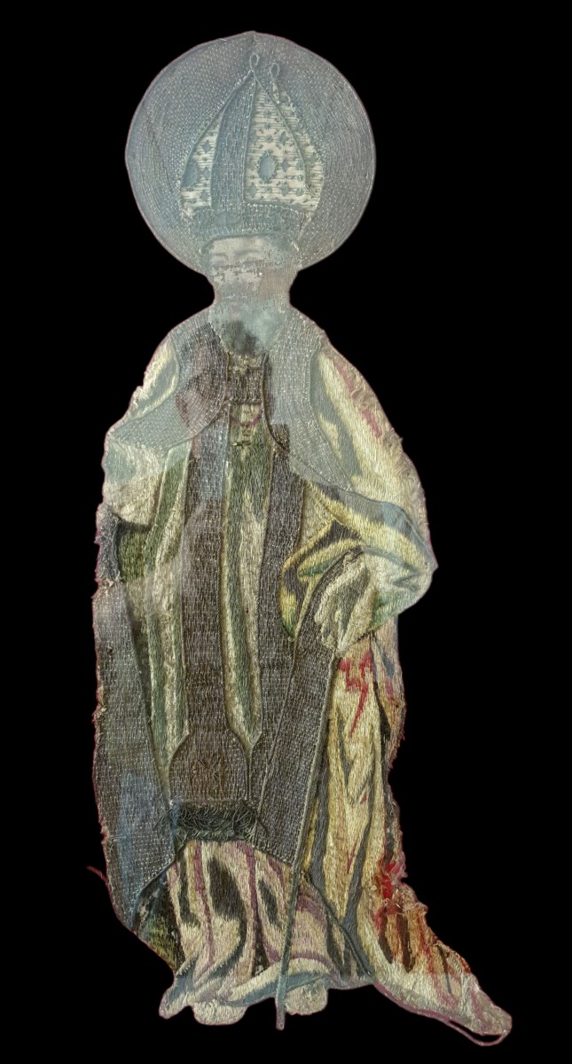 Paire d'orfrois encadrés sous verre XVII/XVIIIe siècle -photo-1