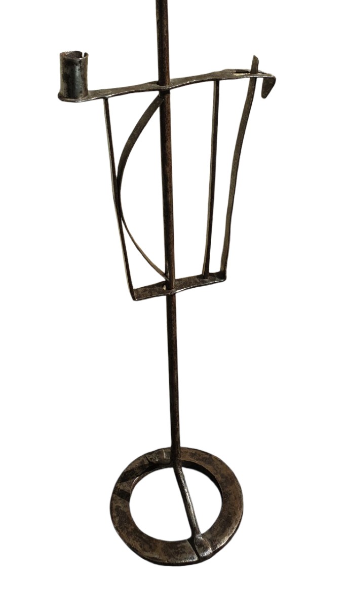 Resinier et porte bougie fer forgé XVIIIe siècle -photo-3
