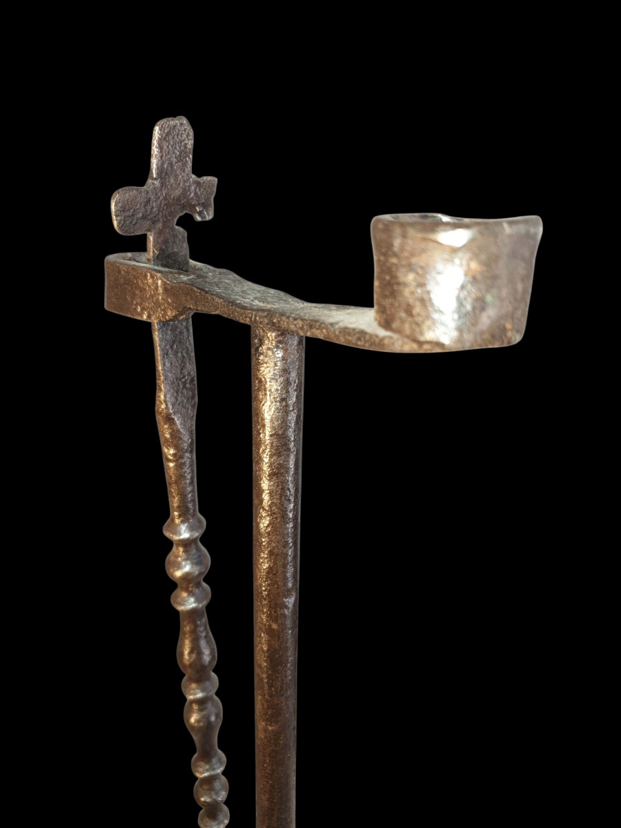 Resin And Wrought Iron Candle Holder, 17th Century -photo-3
