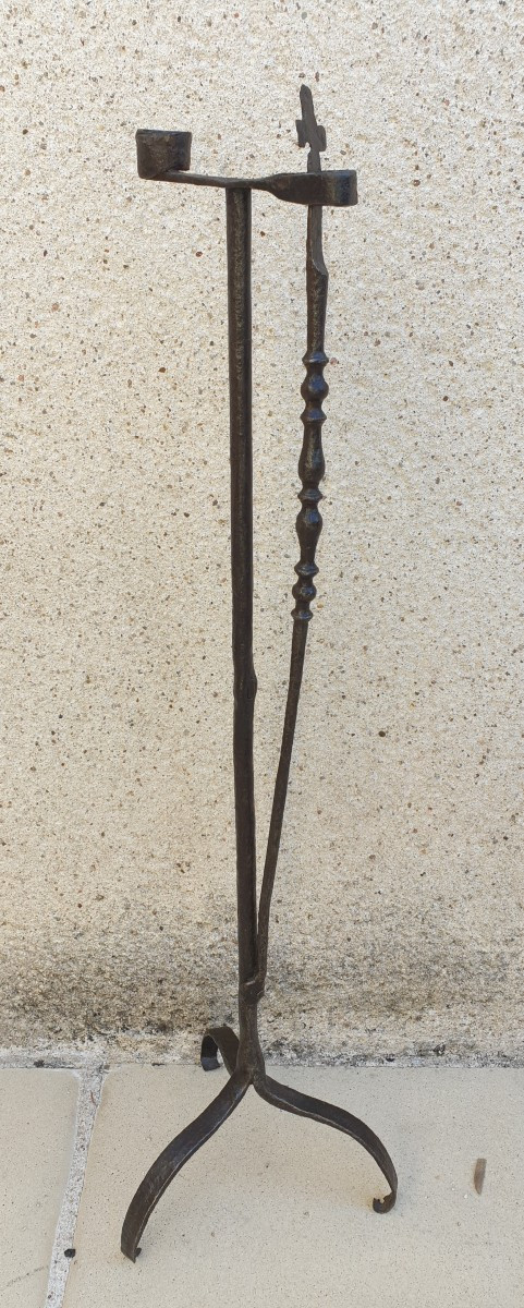 Resin And Wrought Iron Candle Holder, 17th Century 