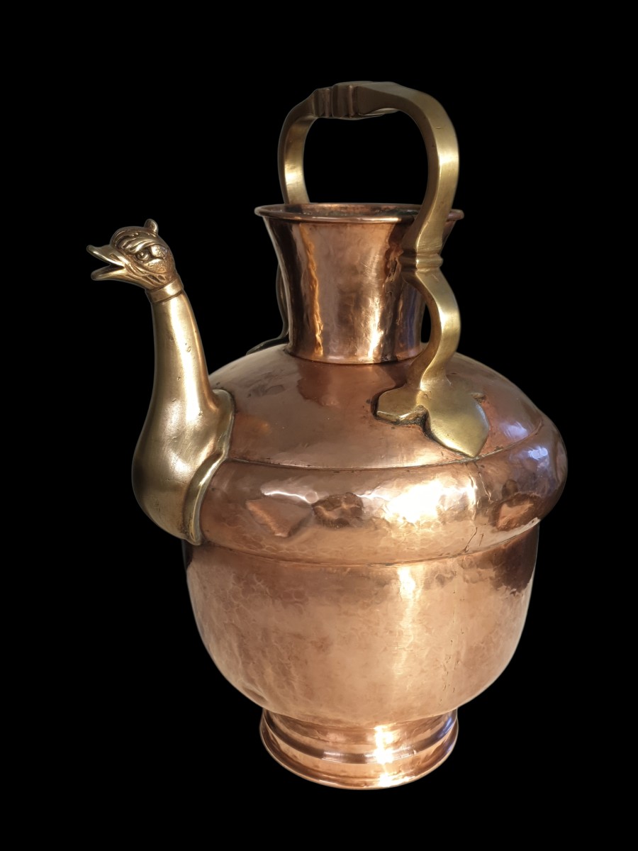 Large Copper And Brass Ewer, 19th Century -photo-2