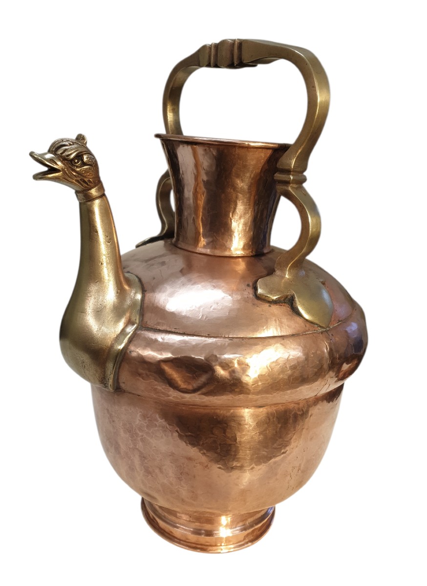 Large Copper And Brass Ewer, 19th Century -photo-3