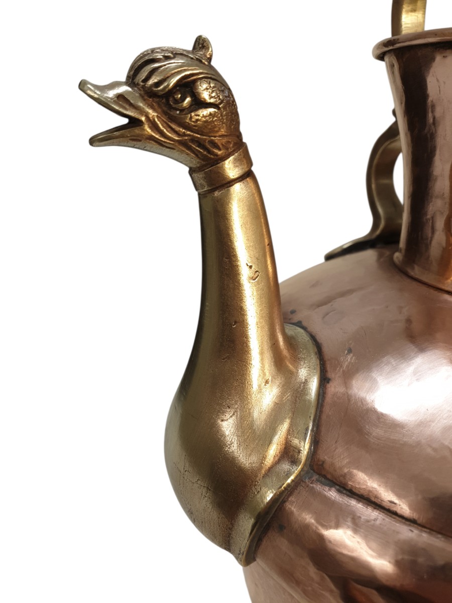 Large Copper And Brass Ewer, 19th Century 