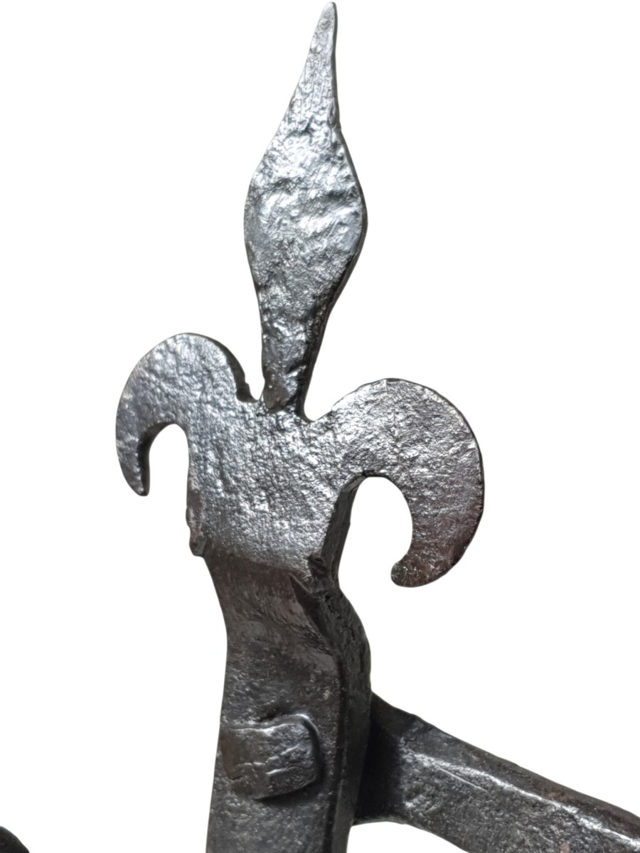 Ratelier à broches de cheminée XVIIe siècle -photo-1