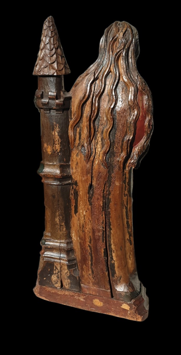 Saint Barbara , Polychrome Wood Circa 1500-photo-3