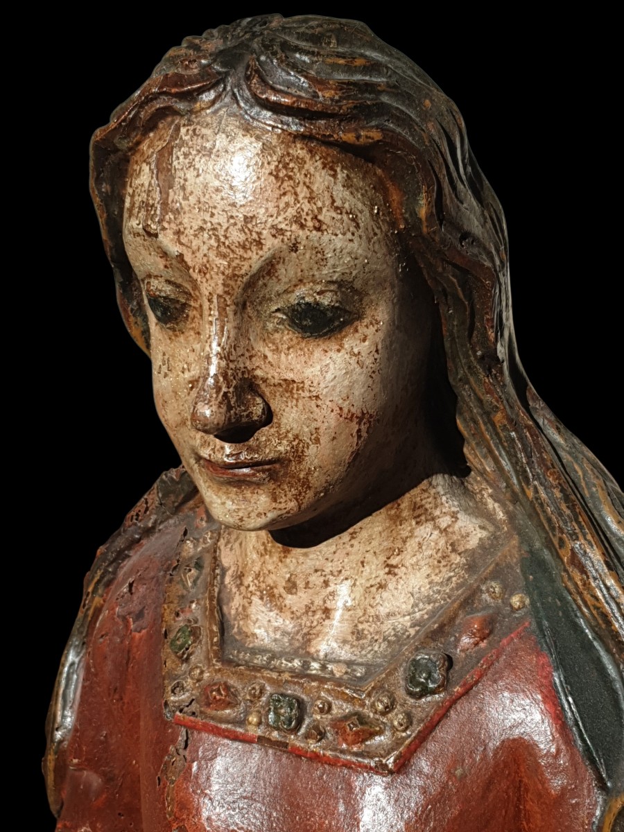 Saint Barbara , Polychrome Wood Circa 1500-photo-1