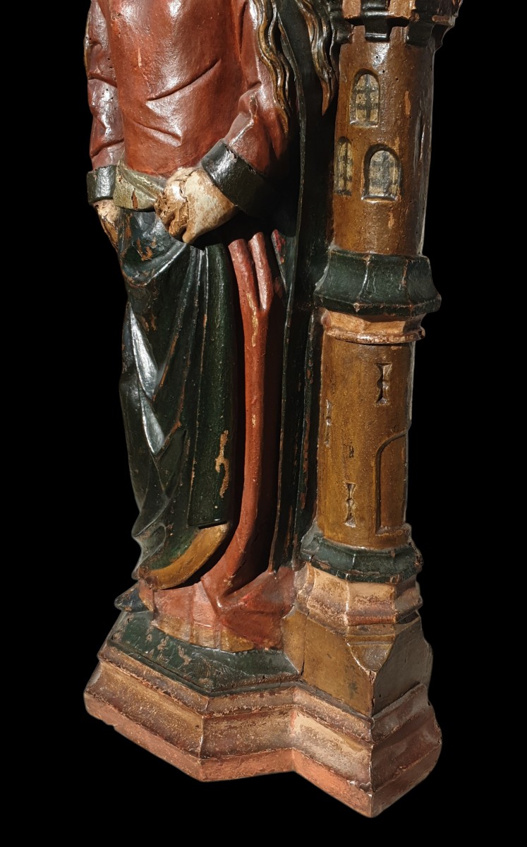 Saint Barbara , Polychrome Wood Circa 1500-photo-2