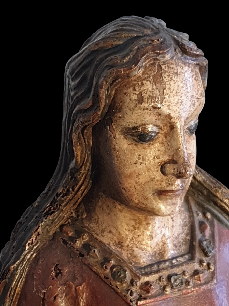 Saint Barbara , Polychrome Wood Circa 1500-photo-3