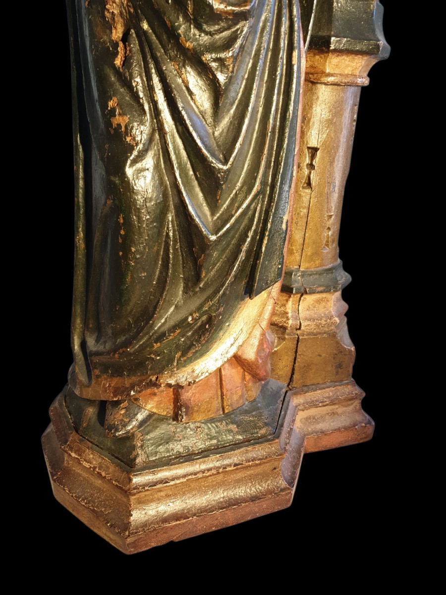 Saint Barbara , Polychrome Wood Circa 1500-photo-4