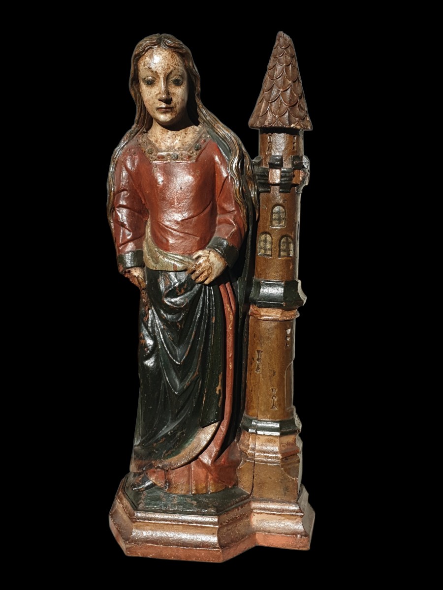 Saint Barbara , Polychrome Wood Circa 1500