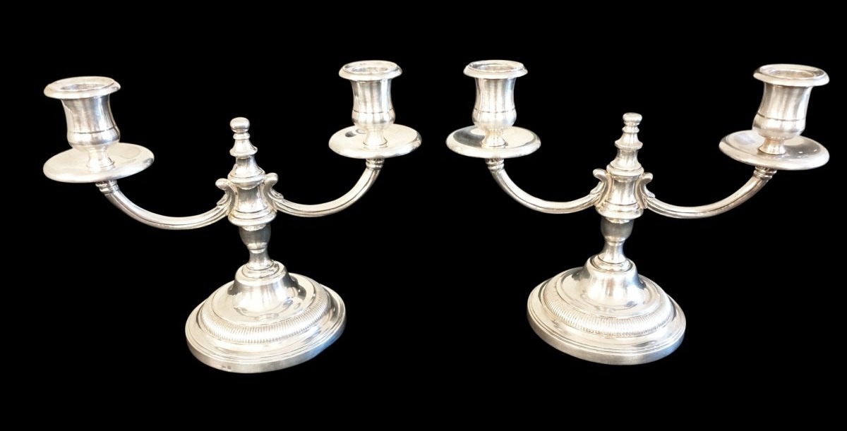 Pair Of Two-light Candlesticks, 20th Century -photo-3
