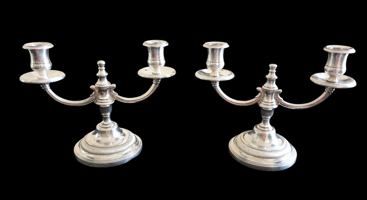Pair Of Two-light Candlesticks, 20th Century 