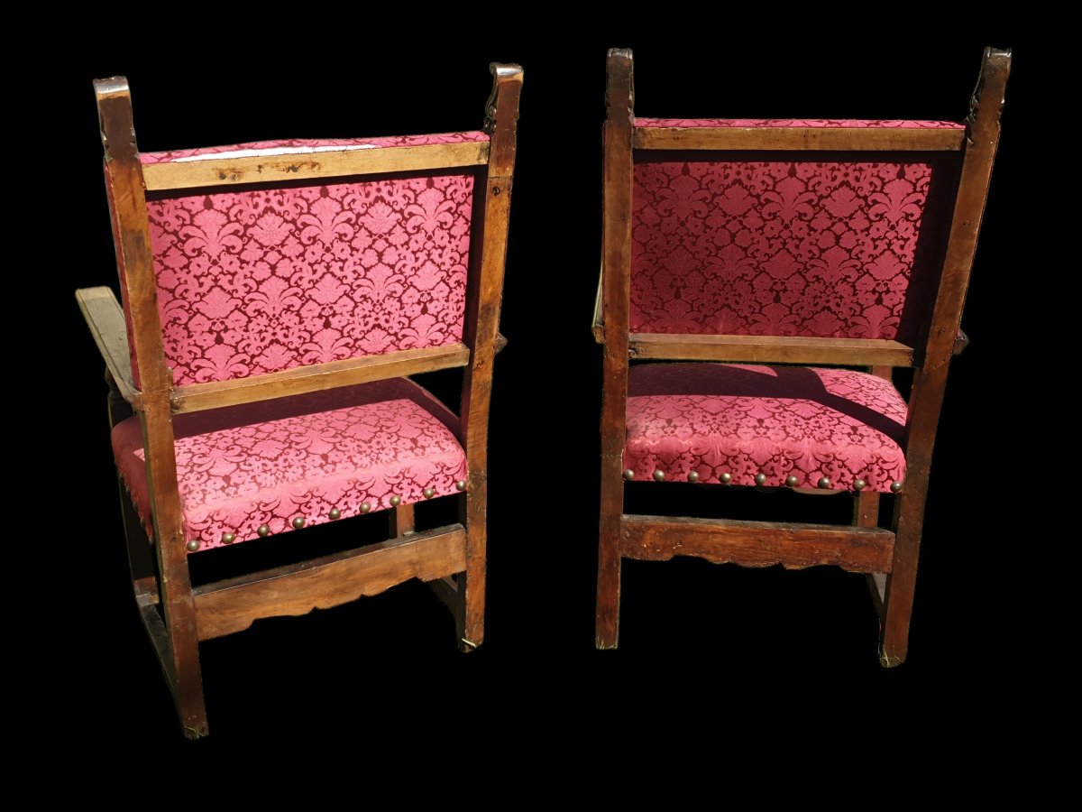 Paire fauteuils Italie XVIIe siècle -photo-3