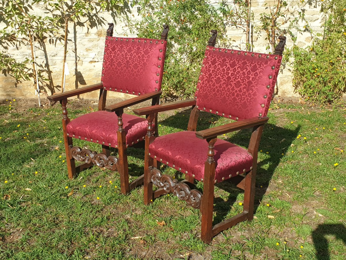 Paire fauteuils Italie XVIIe siècle -photo-8