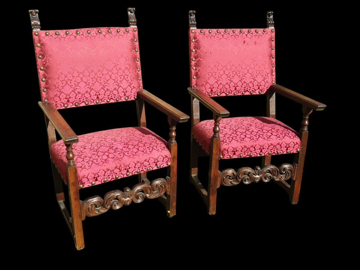 Paire fauteuils Italie XVIIe siècle 