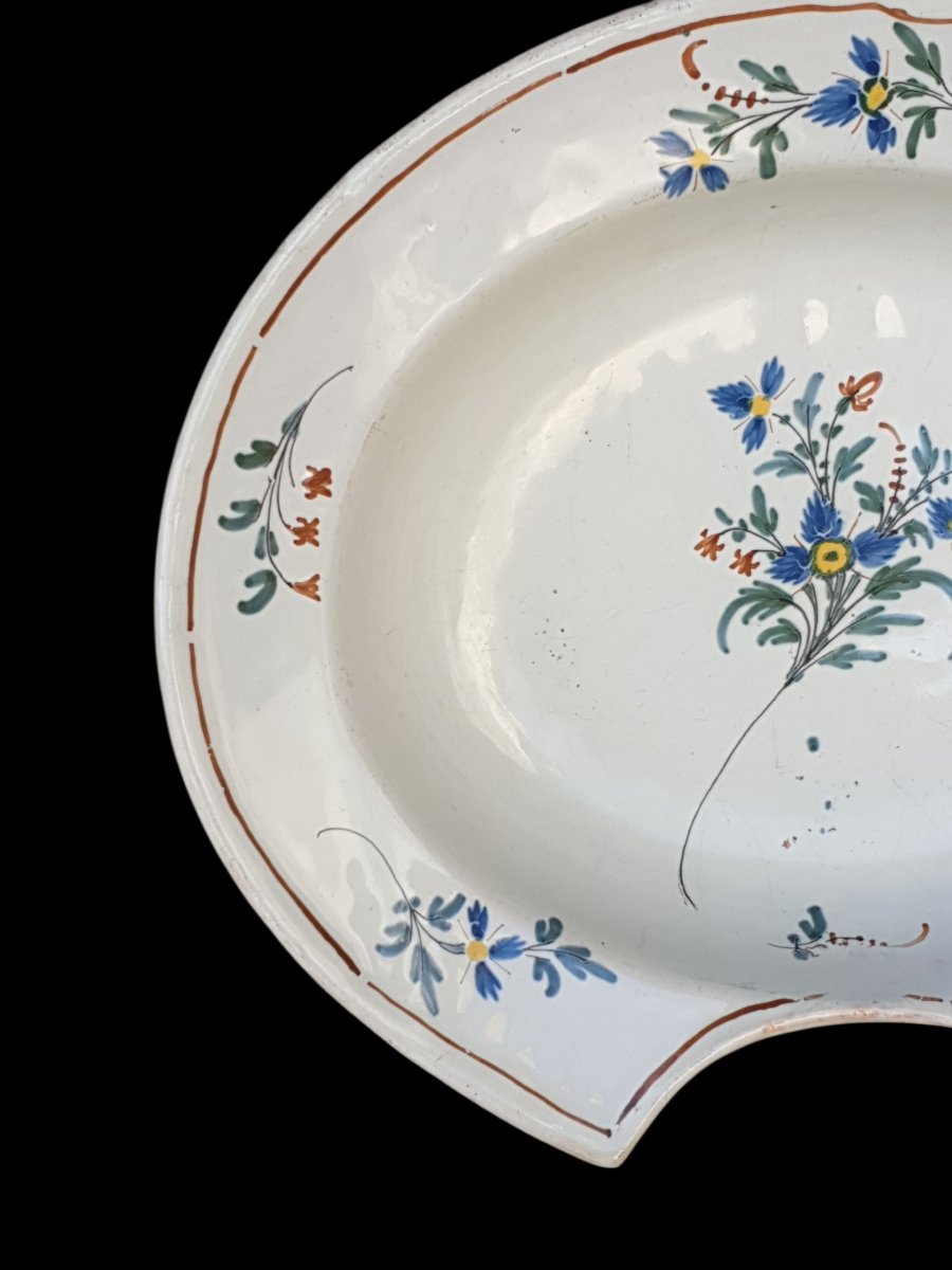 "flower Bouquet" Shaving Bowl, Auxerre, 18th Century -photo-3